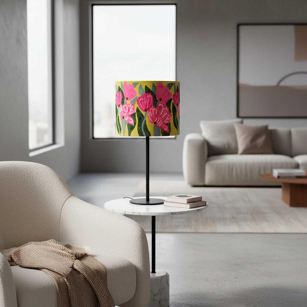 Ruby Star LOTUS FLOWER Drum Shade 40x25cm Yellow-RUBY STAR-Ozlighting.com.au