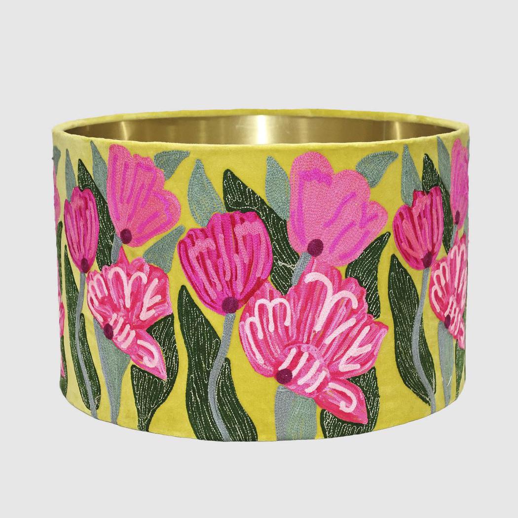 Ruby Star LOTUS FLOWER Drum Shade 40x25cm Yellow-RUBY STAR-Ozlighting.com.au