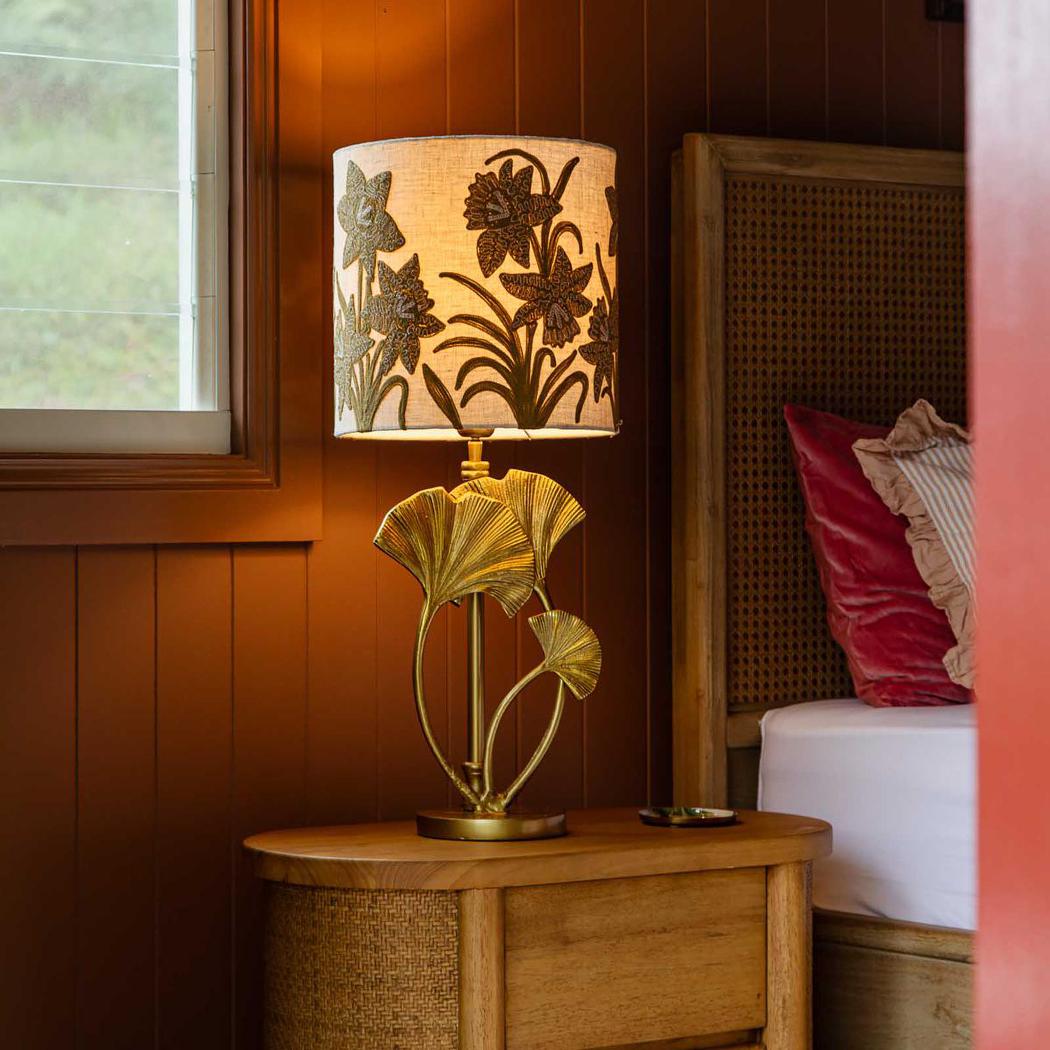 Ruby Star NARCISSUS Linen Drum Shade Butternut-RUBY STAR-Ozlighting.com.au
