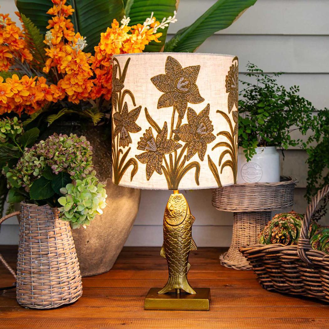 Ruby Star NARCISSUS Linen Drum Shade Butternut-RUBY STAR-Ozlighting.com.au