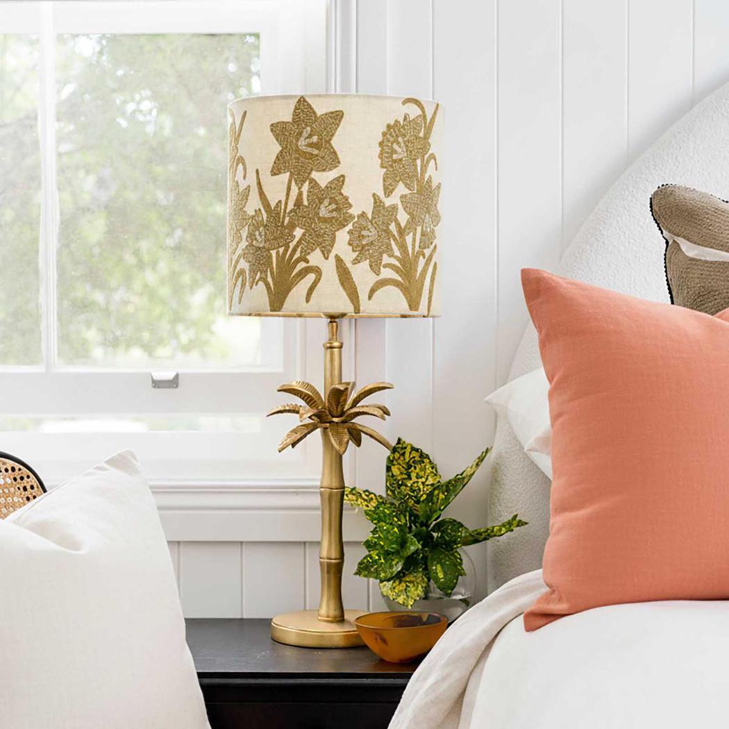 Ruby Star NARCISSUS Linen Drum Shade Butternut-RUBY STAR-Ozlighting.com.au