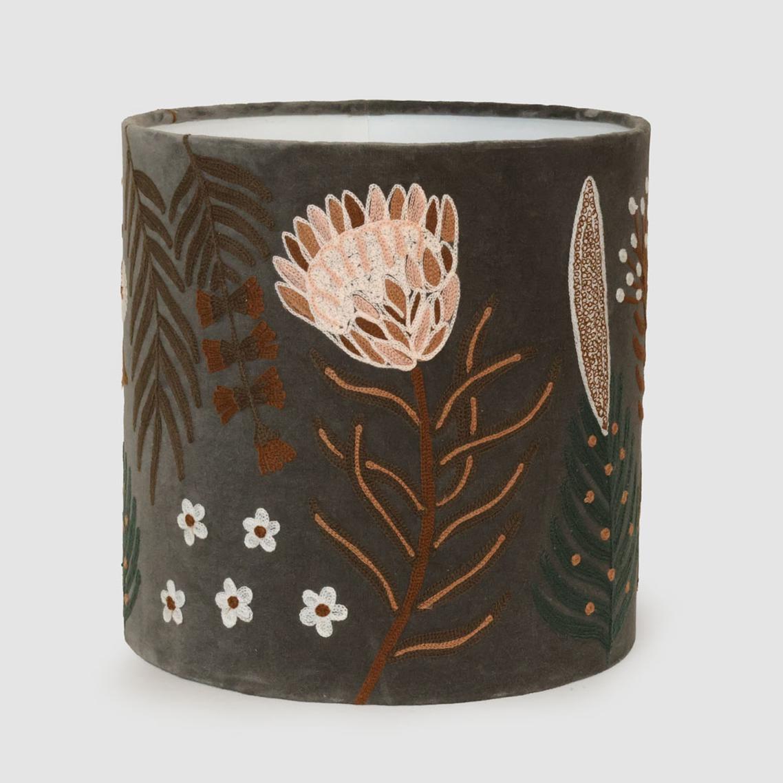 Ruby Star NATIVE MEADOW 30cm Drum Shade Grey-RUBY STAR-Ozlighting.com.au