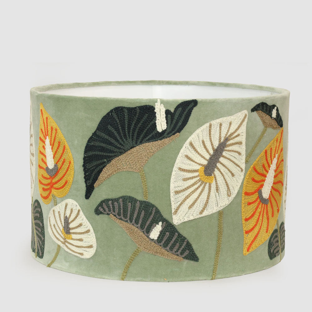 Ruby Star PEACE LILLY 40cm Drum Shade Pale Green-RUBY STAR-Ozlighting.com.au