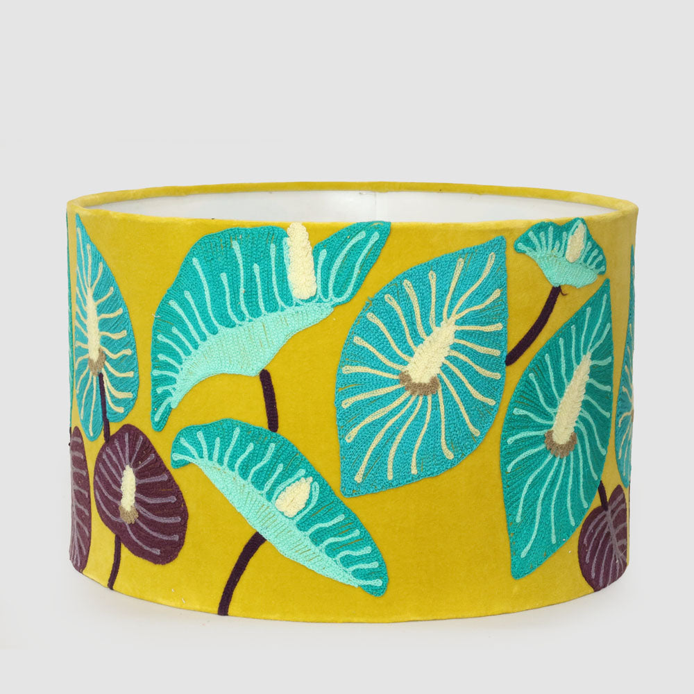 Ruby Star PEACE LILLY 40cm Drum Shade Yellow-RUBY STAR-Ozlighting.com.au