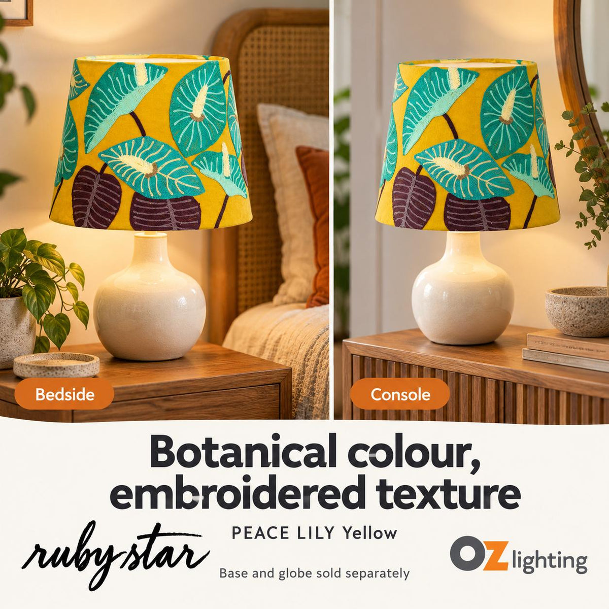 Ruby Star PEACE LILY Tapered Shade - Yellow-RUBY STAR-Ozlighting.com.au