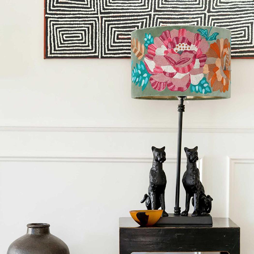 Ruby Star PEONY Abstract Drum Shade 40x25cm Sage-RUBY STAR-Ozlighting.com.au