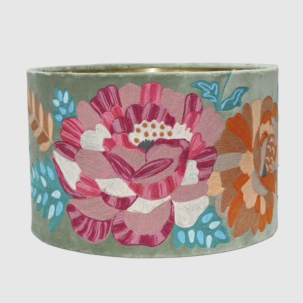 Ruby Star PEONY Abstract Drum Shade 40x25cm Sage-RUBY STAR-Ozlighting.com.au