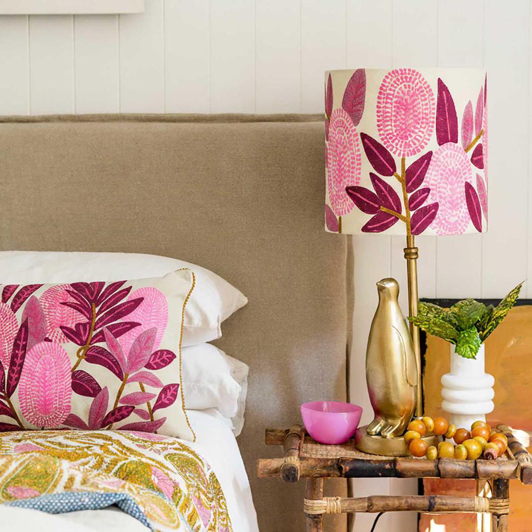 Ruby Star PINK BANKSIA Drum Shade 30x30cm Cream-RUBY STAR-Ozlighting.com.au