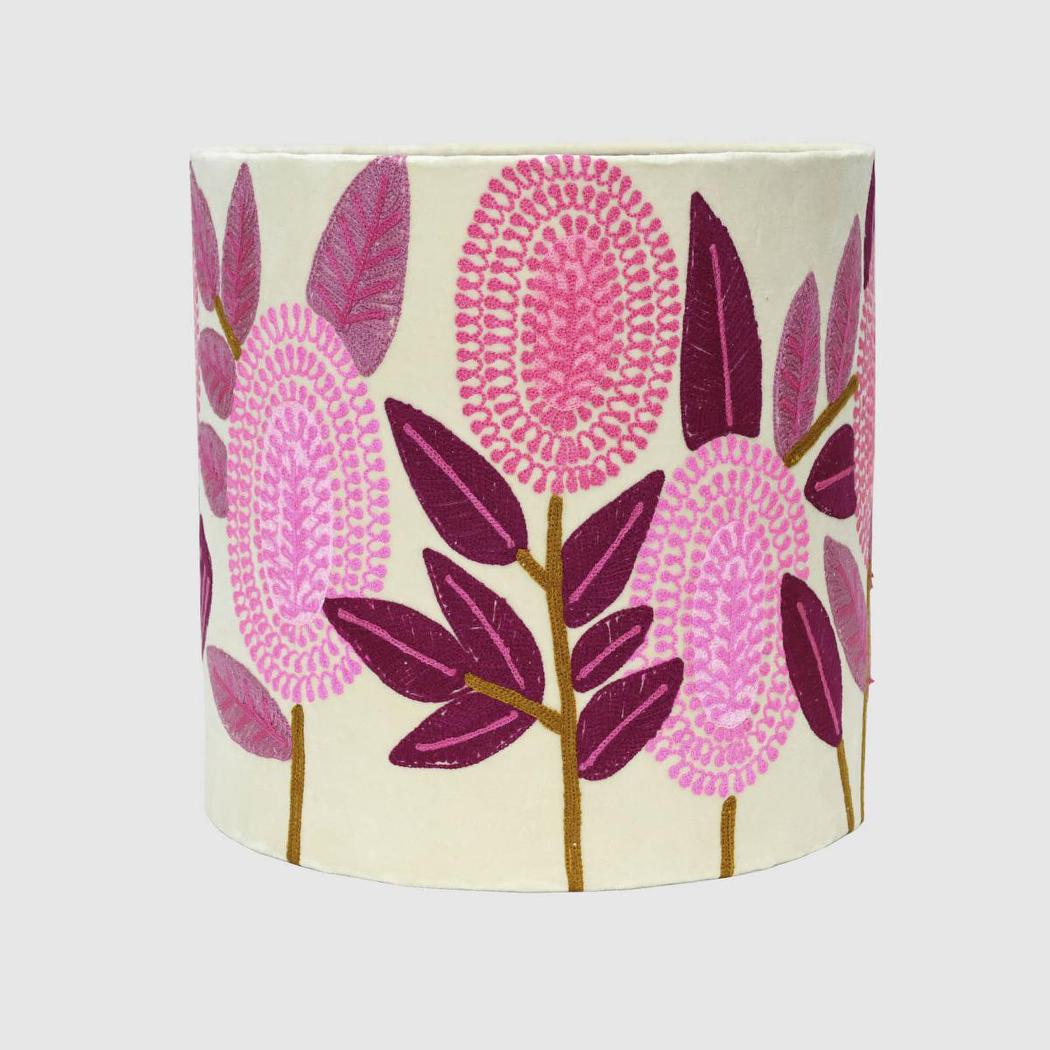 Ruby Star PINK BANKSIA Drum Shade 30x30cm Cream-RUBY STAR-Ozlighting.com.au