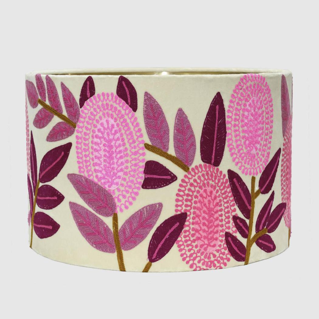 Ruby Star PINK BANKSIA Drum Shade 40x25cm Cream-RUBY STAR-Ozlighting.com.au