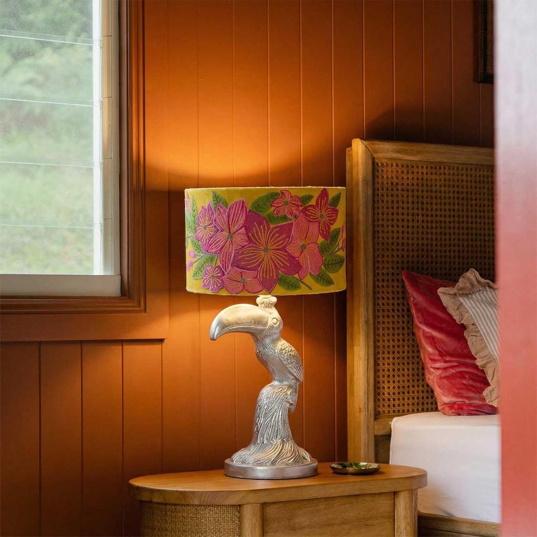 Ruby Star PINK FRANGIPANI Drum Shade 40x25cm Yellow-RUBY STAR-Ozlighting.com.au