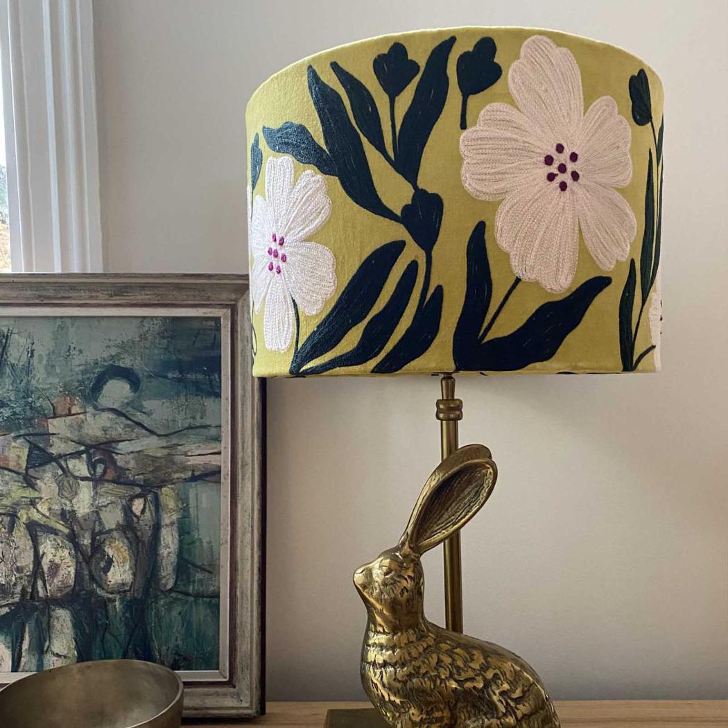 Ruby Star POPPY Velvet Drum Shade Lime Multi-RUBY STAR-Ozlighting.com.au