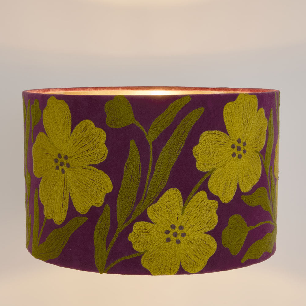 Ruby Star POPPY Velvet Drum Shade Purple Multi-RUBY STAR-Ozlighting.com.au