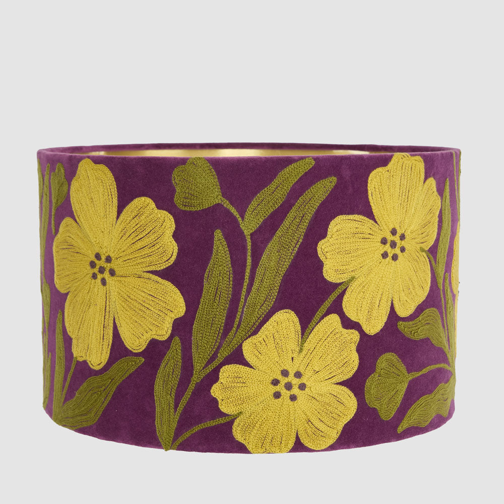 Ruby Star POPPY Velvet Drum Shade Purple Multi-RUBY STAR-Ozlighting.com.au