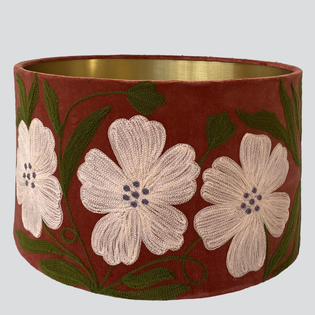 Ruby Star POPPY Velvet Drum Shade Rust Multi-RUBY STAR-Ozlighting.com.au