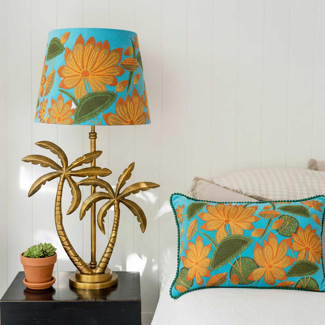 Ruby Star SUNFLOWER Drum Shade 30x30cm Aqua-RUBY STAR-Ozlighting.com.au