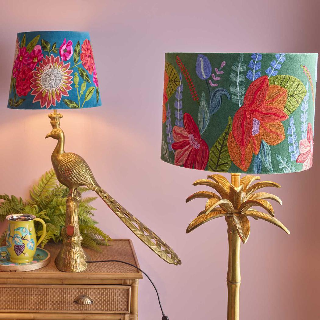 Ruby Star TROPICAL Drum Shade 40x25cm Forest Green-RUBY STAR-Ozlighting.com.au