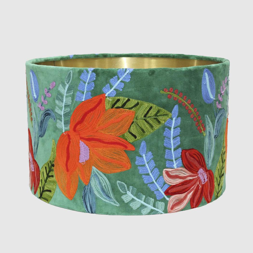 Ruby Star TROPICAL Drum Shade 40x25cm Forest Green-RUBY STAR-Ozlighting.com.au