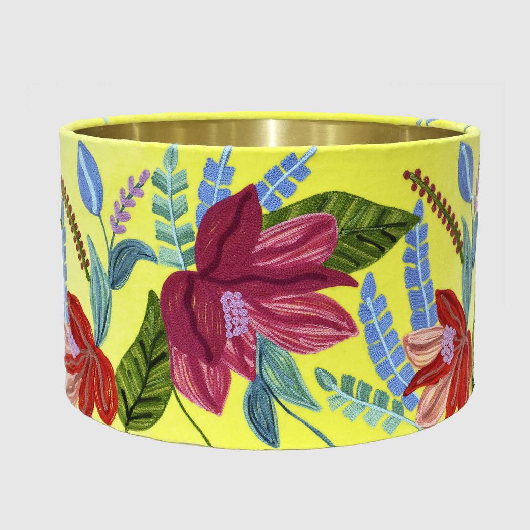Ruby Star TROPICAL Drum Shade 40x25cm Yellow-RUBY STAR-Ozlighting.com.au
