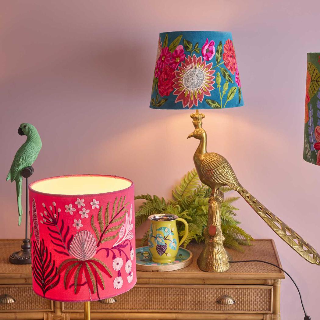 Ruby Star TROPICAL GARDEN Drum Shade 30x30cm Teal-RUBY STAR-Ozlighting.com.au