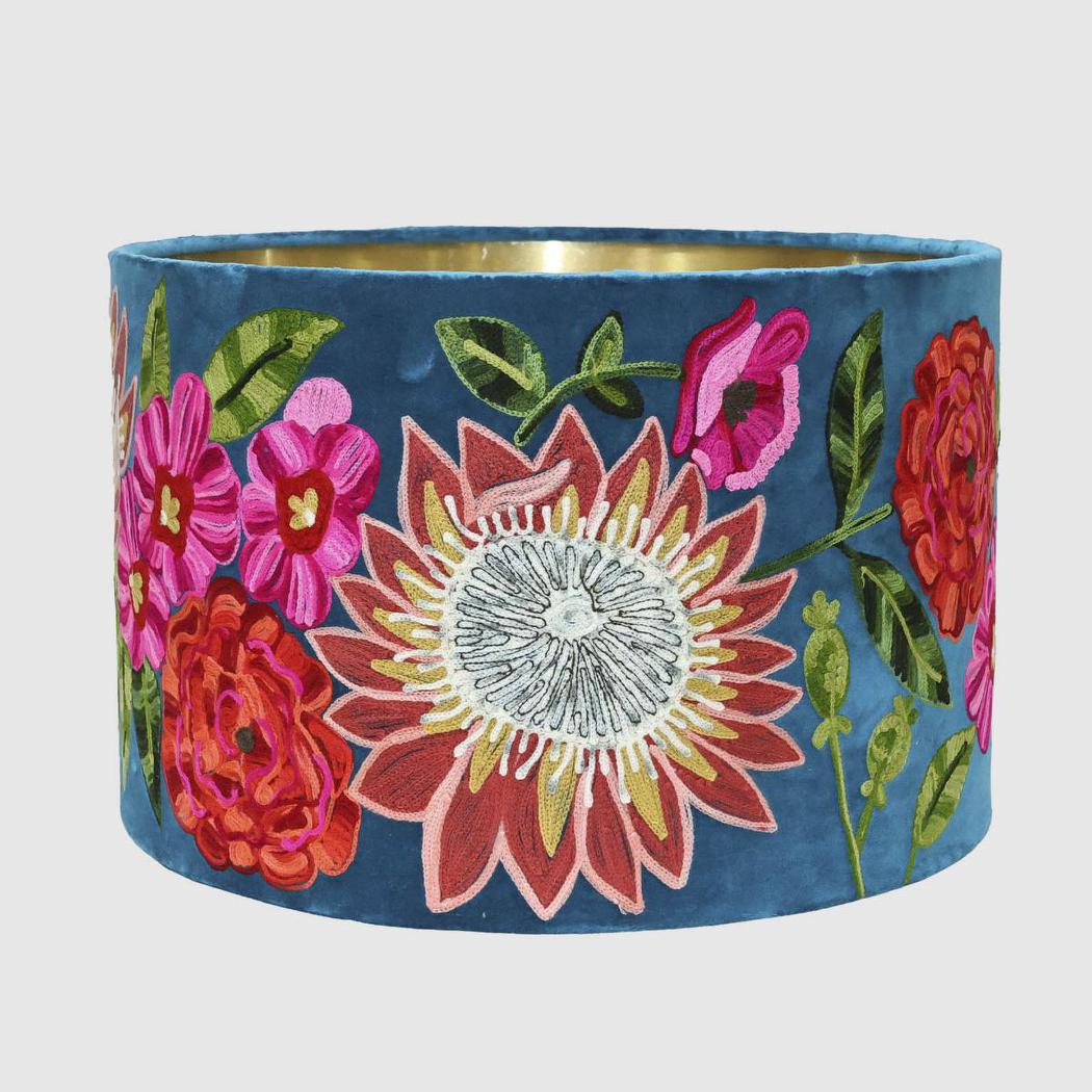 Ruby Star TROPICAL GARDEN Drum Shade 40x25cm Teal-RUBY STAR-Ozlighting.com.au