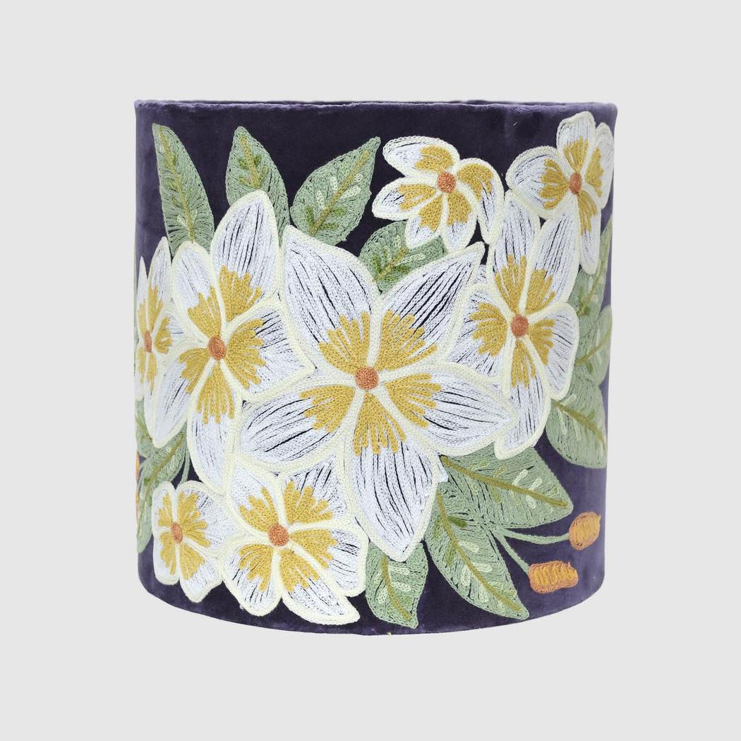 Ruby Star WHITE FRANGIPANI Drum Shade 30x30cm Plum-RUBY STAR-Ozlighting.com.au