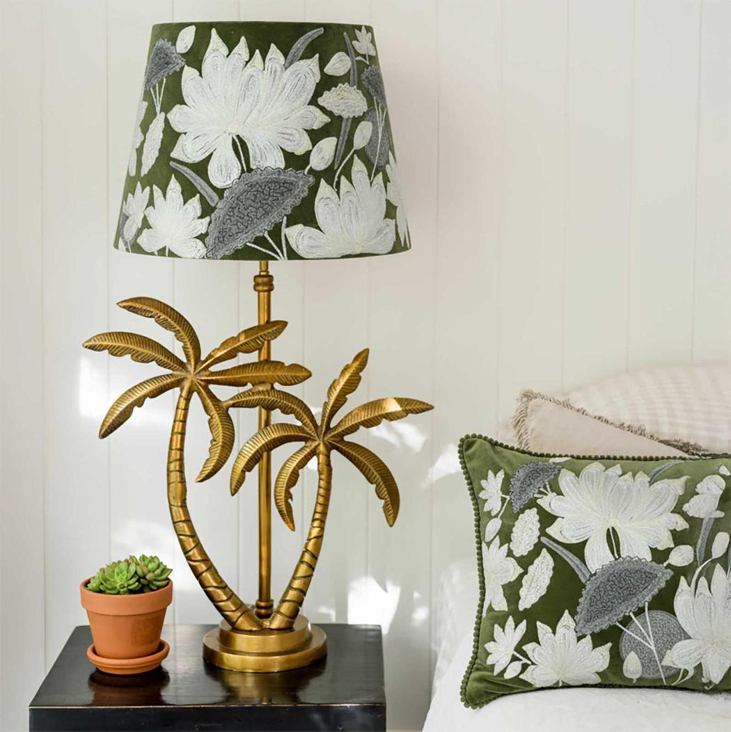 Ruby Star WHITE LOTUS Drum Shade 30x30cm Green-RUBY STAR-Ozlighting.com.au