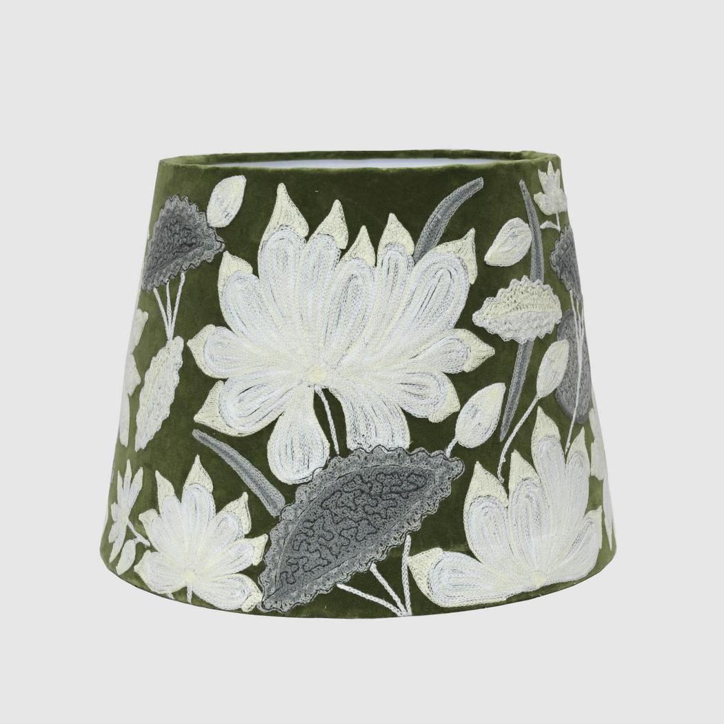 Ruby Star WHITE LOTUS Drum Shade 30x30cm Green-RUBY STAR-Ozlighting.com.au