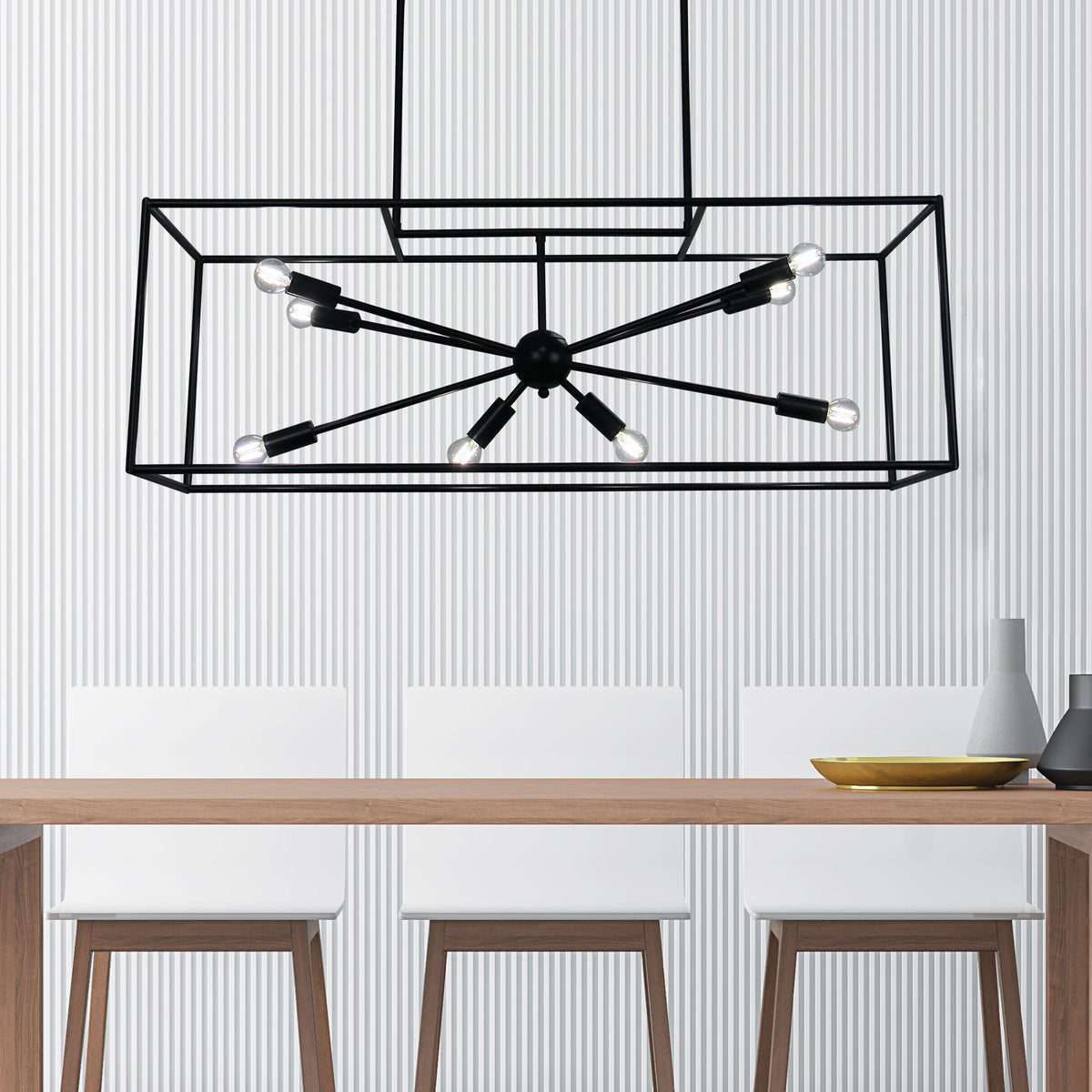 Stylux GEORGETOWN.100 Pendant - 8 Light, E14, Black-Oriel Lighting-Ozlighting.com.au