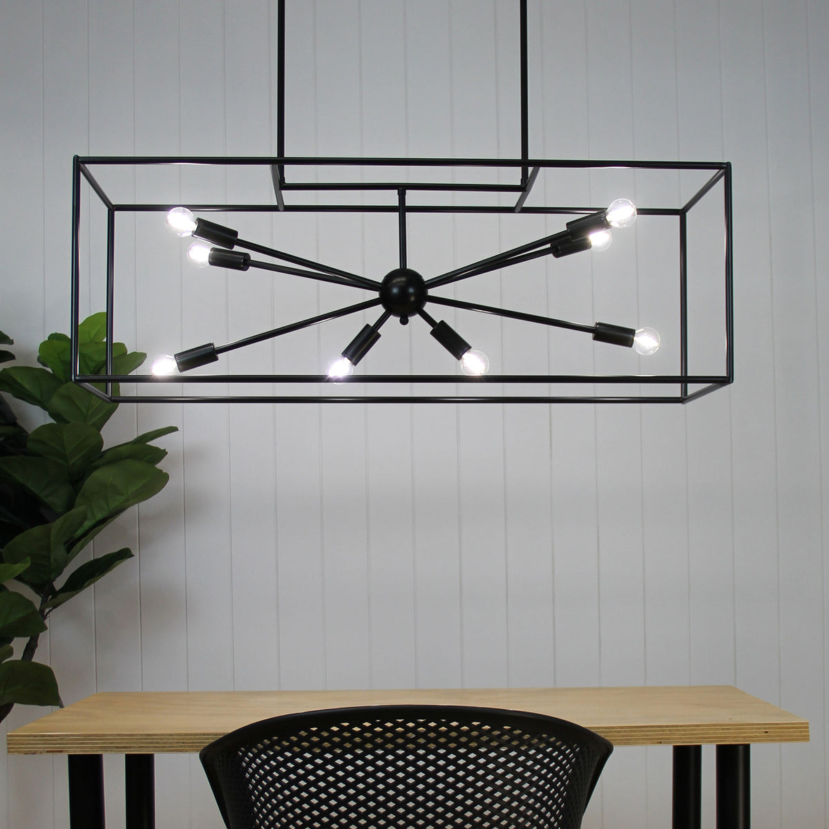 Stylux GEORGETOWN.100 Pendant - 8 Light, E14, Black-Oriel Lighting-Ozlighting.com.au