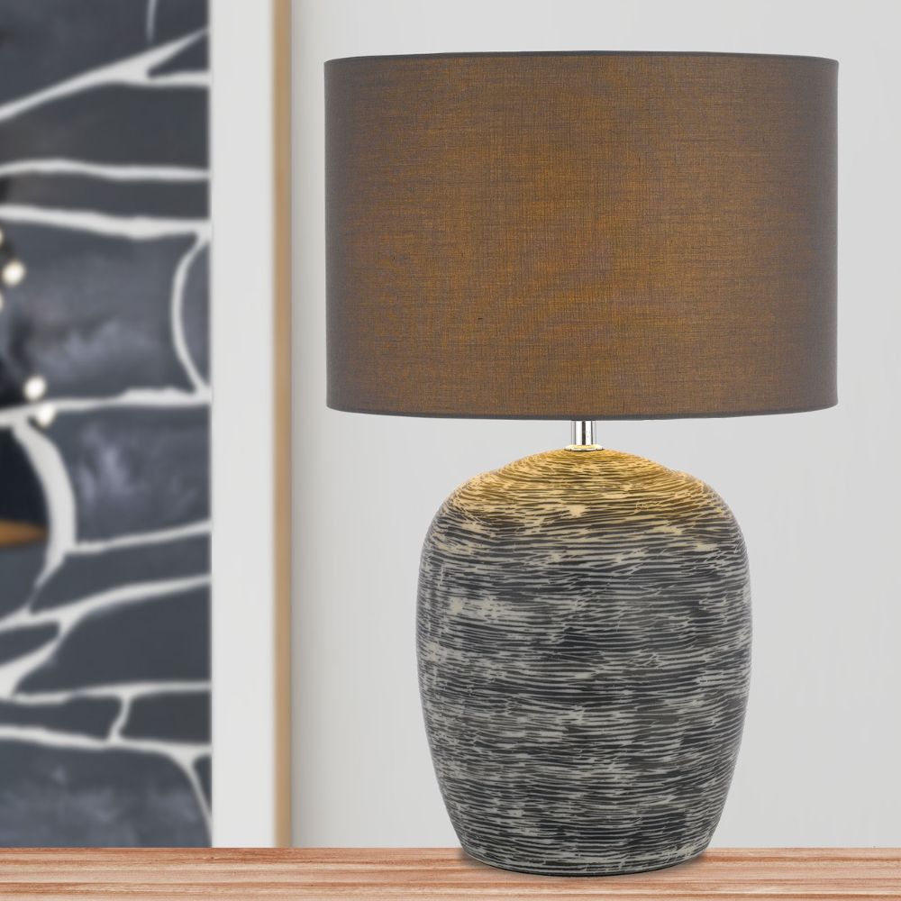 Telbix DUSTY - Textured Ceramic Urn-Shaped Table Lamp-Telbix-Ozlighting.com.au