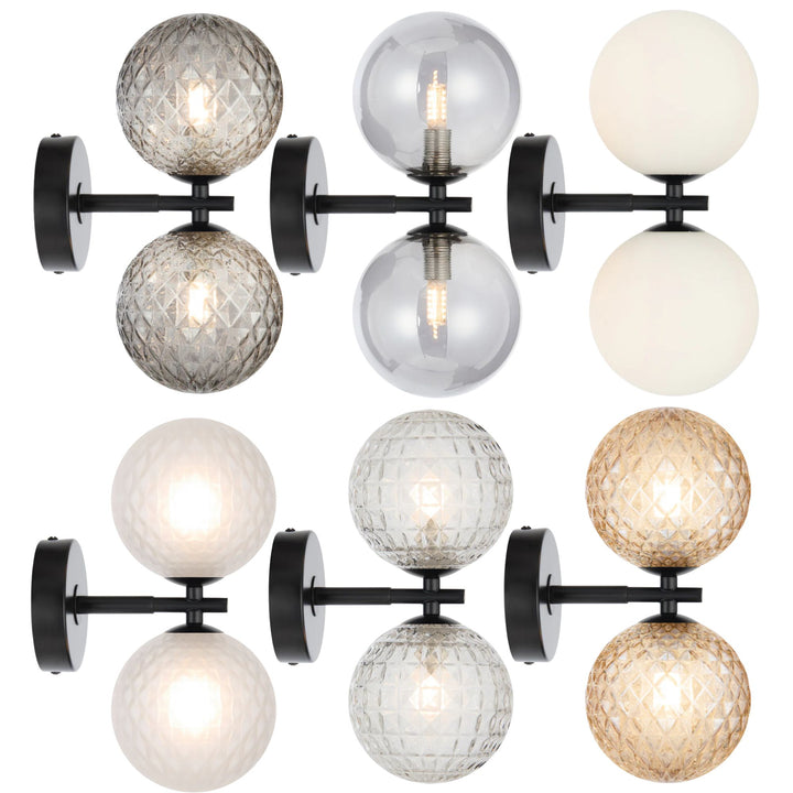 Telbix FELTON - 2x12W Black Wall Light-Telbix-Ozlighting.com.au