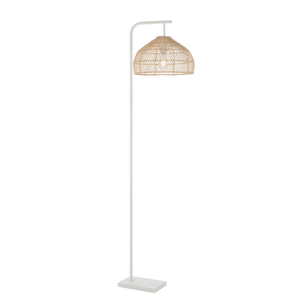 Telbix FRYA Floor Lamp - Rattan, Natural / White-Telbix-Ozlighting.com.au