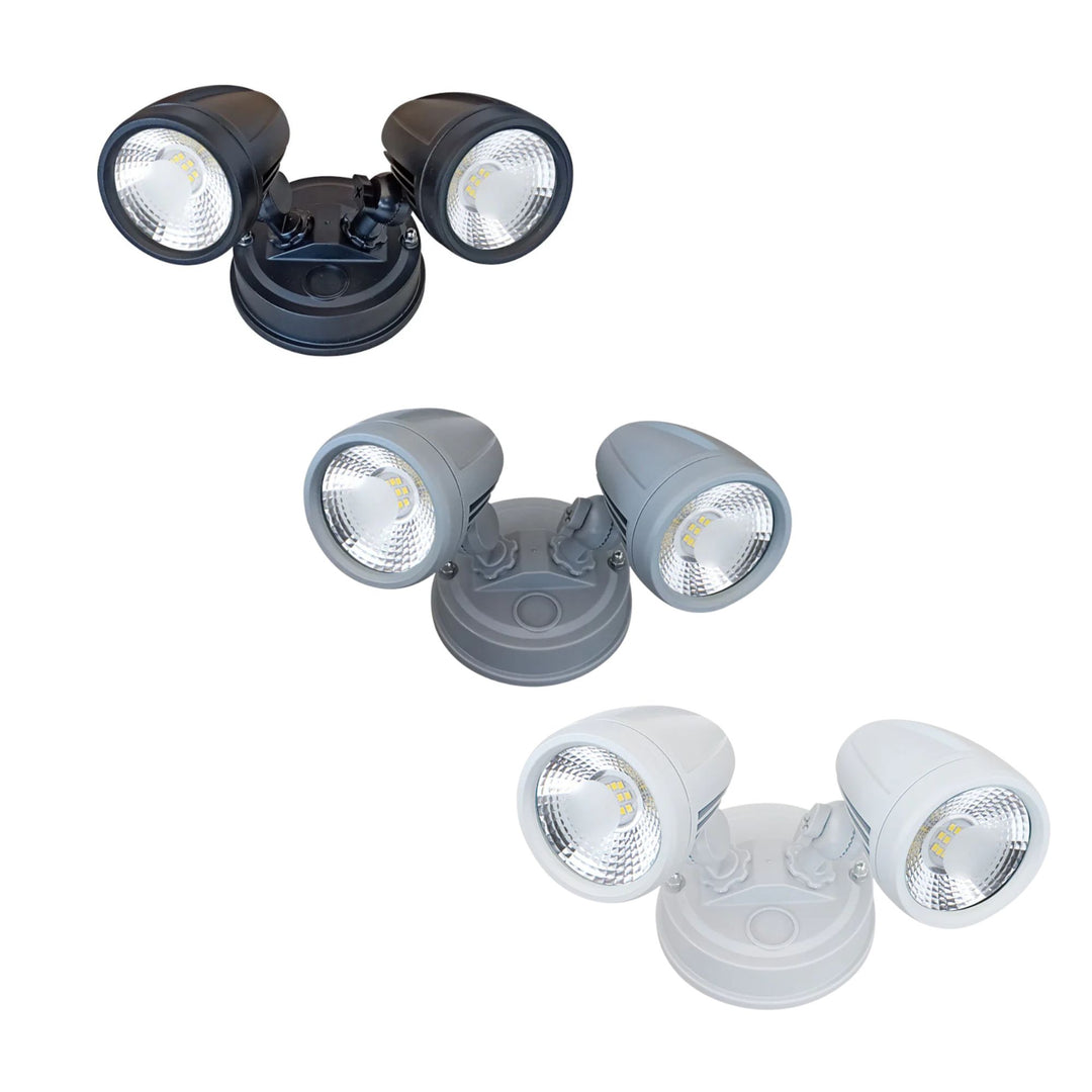 Telbix ILLUME - 20W LED Twin Head Exterior Spotlight IP44 - 5000K-Telbix-Ozlighting.com.au