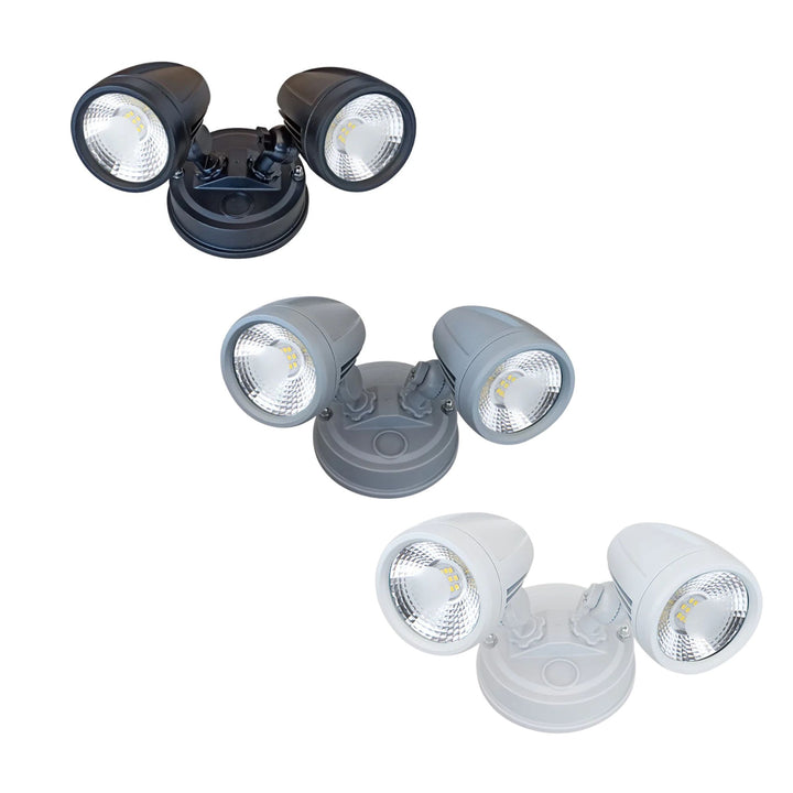 Telbix ILLUME - 20W LED Twin Head Exterior Spotlight IP44 - 5000K-Telbix-Ozlighting.com.au