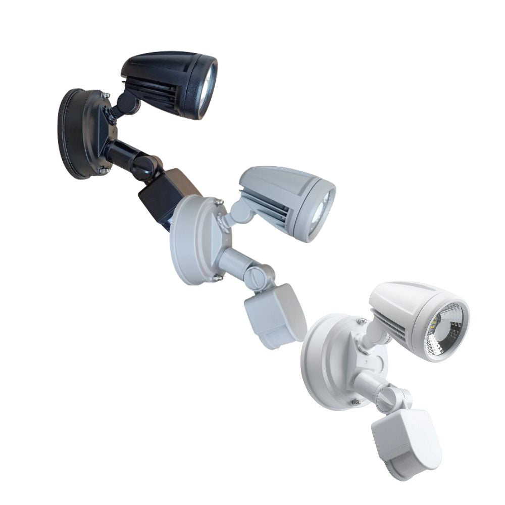 Telbix ILLUME Outdoor LED Spotlight - 10W, Single Head, with Sensor IP44, 5000K-Telbix-Ozlighting.com.au