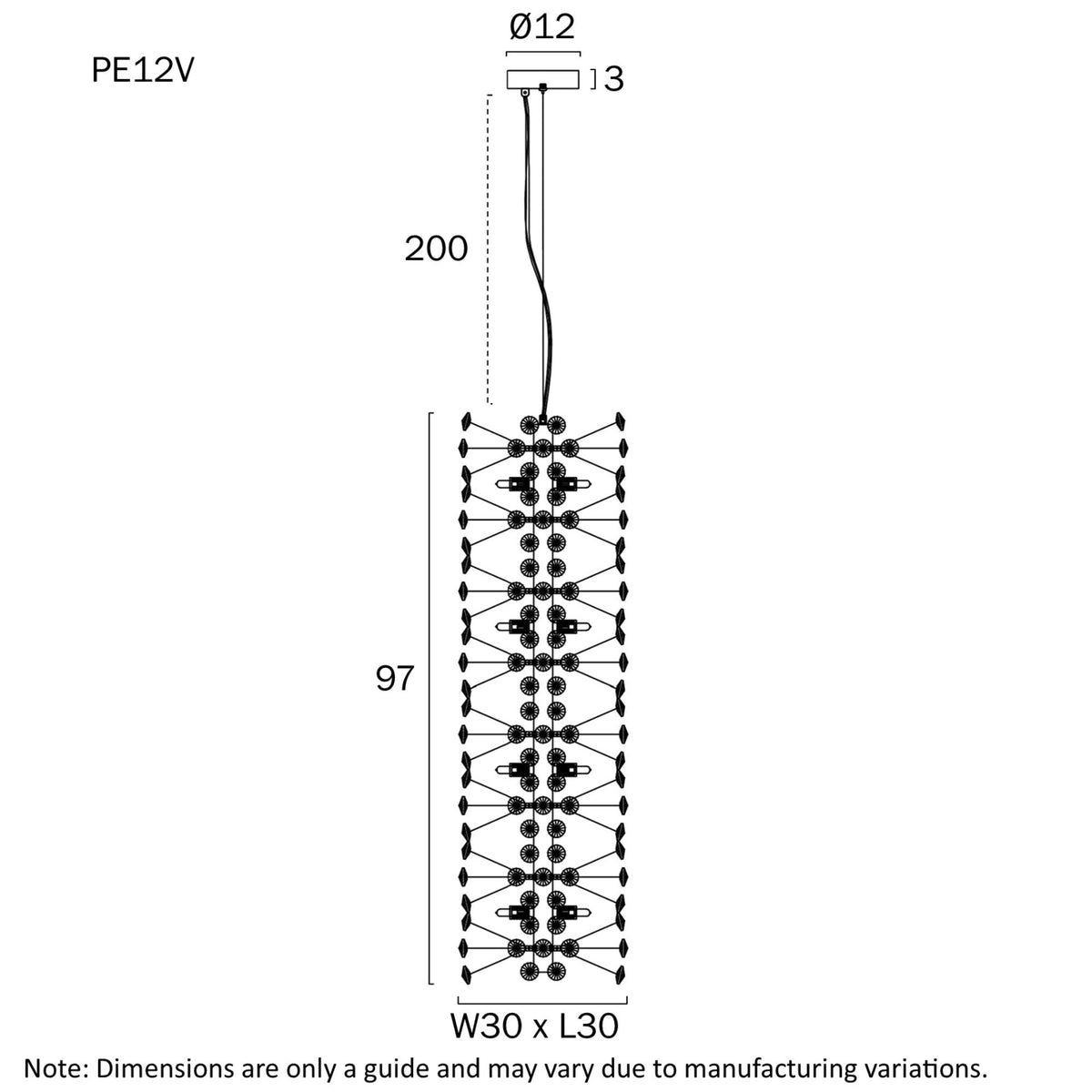 Telbix LERIDA 12-Light Vertical Pendant-Telbix-Ozlighting.com.au