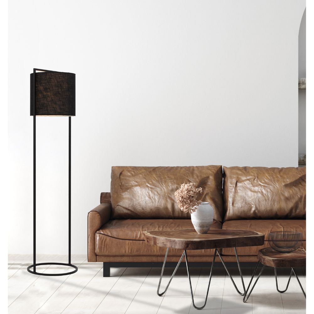 Telbix LOFTUS Floor Lamp - Modern-Industrial Boxed Iron & Linen-Telbix-Ozlighting.com.au