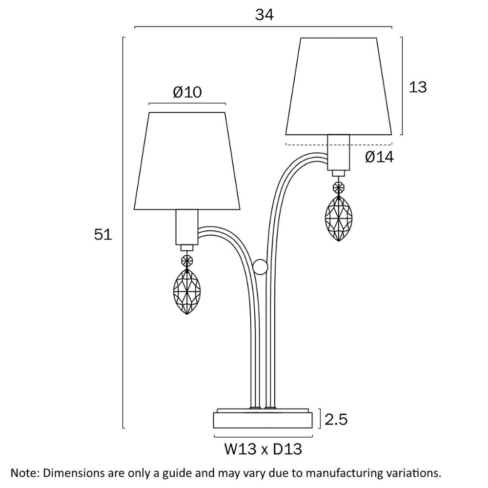 Telbix MALVERN 2 Table Lamp - Max. 50W Total-Telbix-Ozlighting.com.au