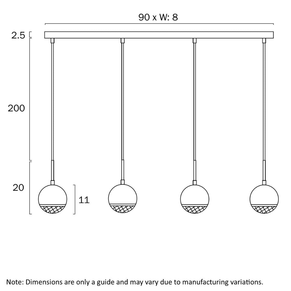 Telbix ONETA - 4 Light Spherical Pendant-Telbix-Ozlighting.com.au