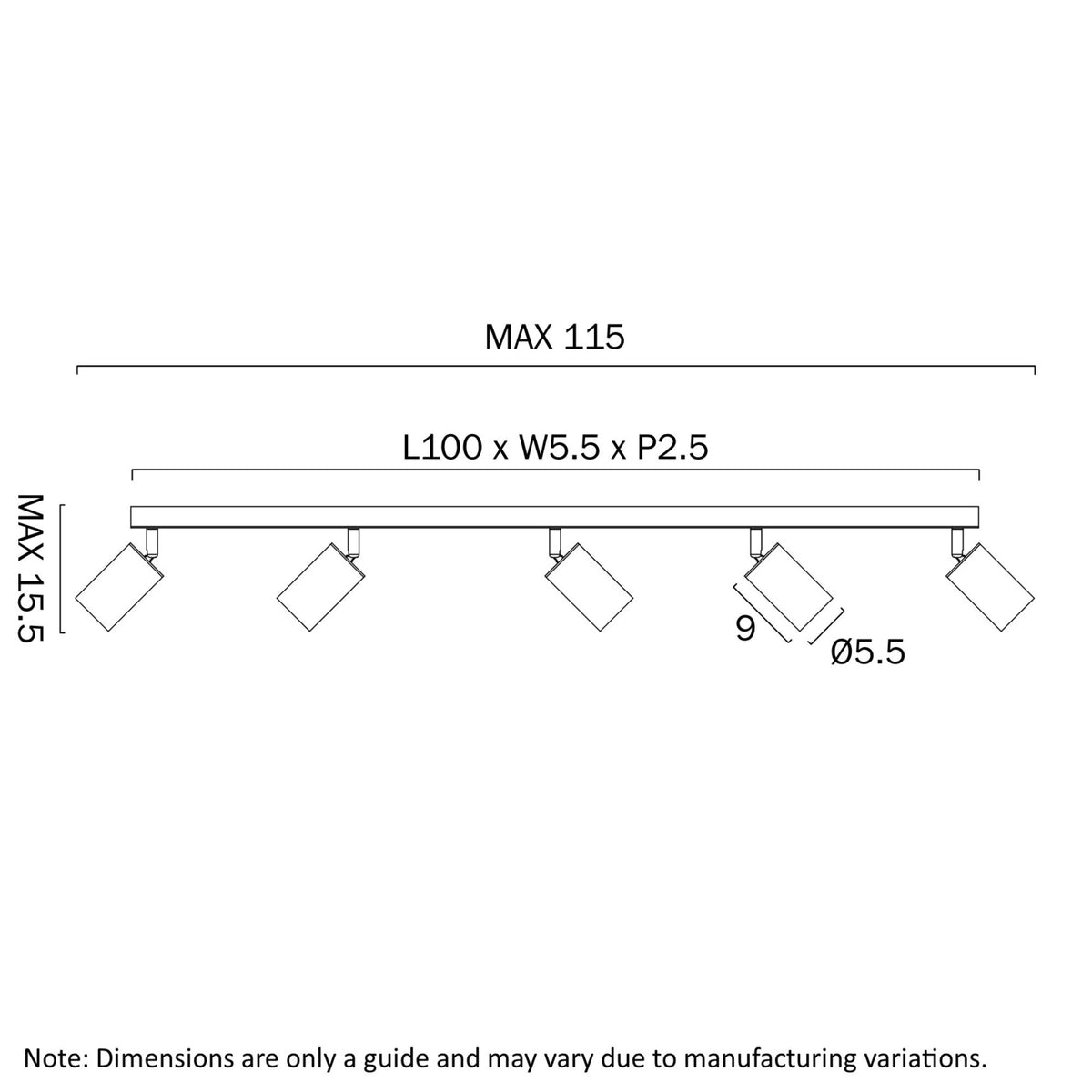 Telbix PICARD Spotlight 5-Light Colour Selectable-Telbix-Ozlighting.com.au