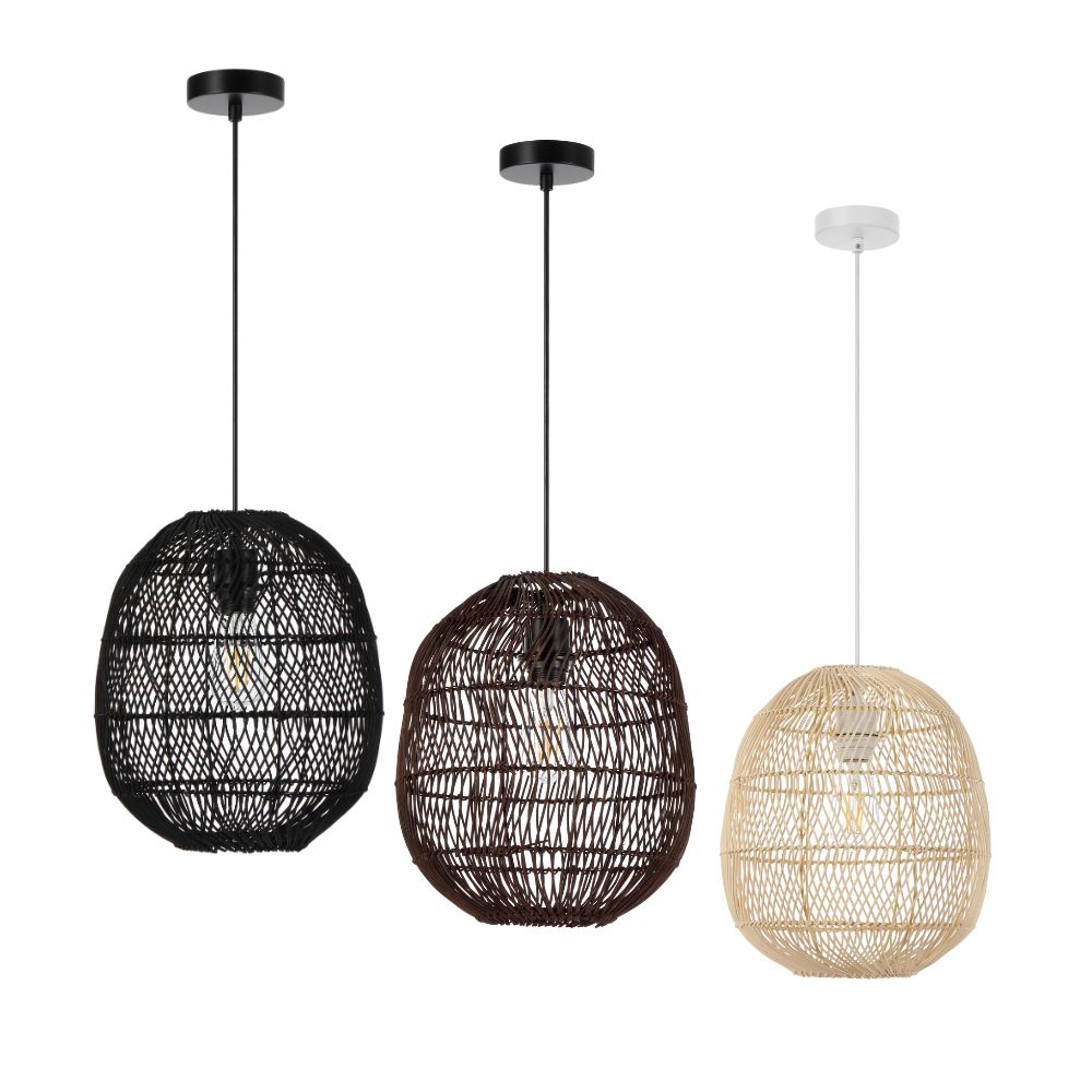 Telbix RANA 30 - 1 Light Rattan Pendant-Telbix-Ozlighting.com.au