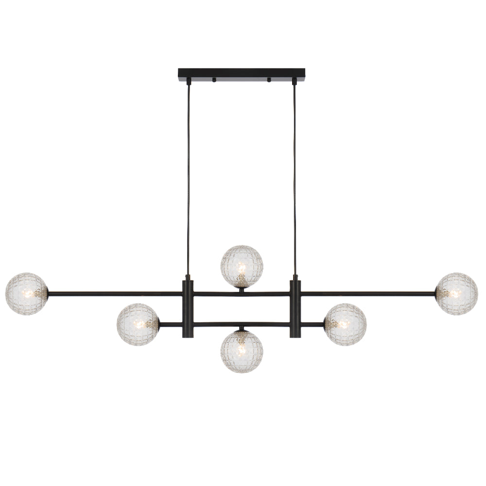 Telbix TYSON Pendant - 6-Light Glass, Black-Telbix-Ozlighting.com.au