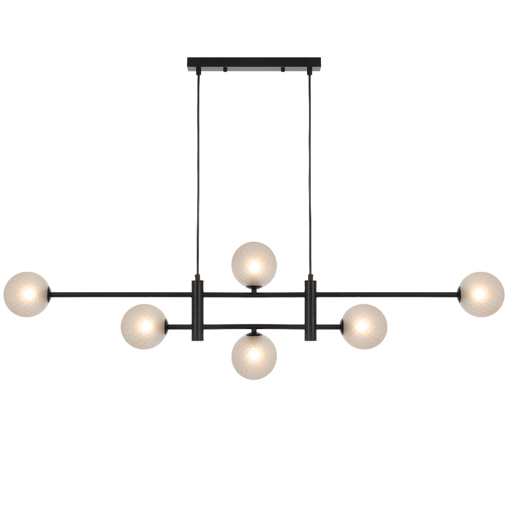 Telbix TYSON Pendant - 6-Light Glass, Black-Telbix-Ozlighting.com.au