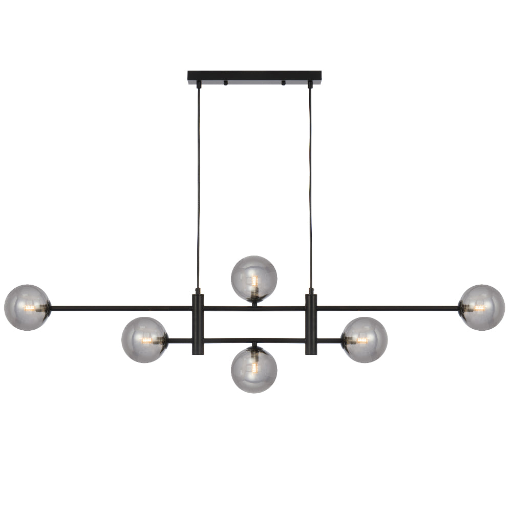 Telbix TYSON Pendant - 6-Light Glass, Black-Telbix-Ozlighting.com.au