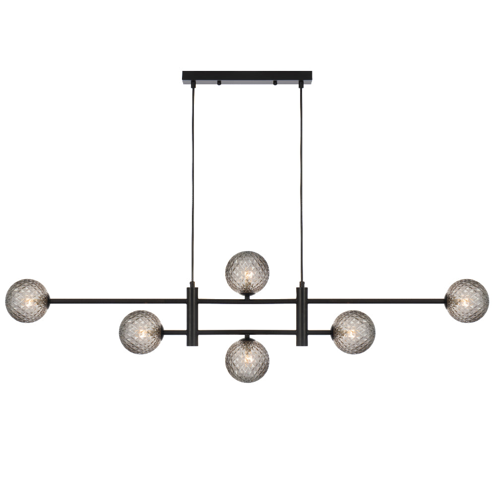 Telbix TYSON Pendant - 6-Light Glass, Black-Telbix-Ozlighting.com.au
