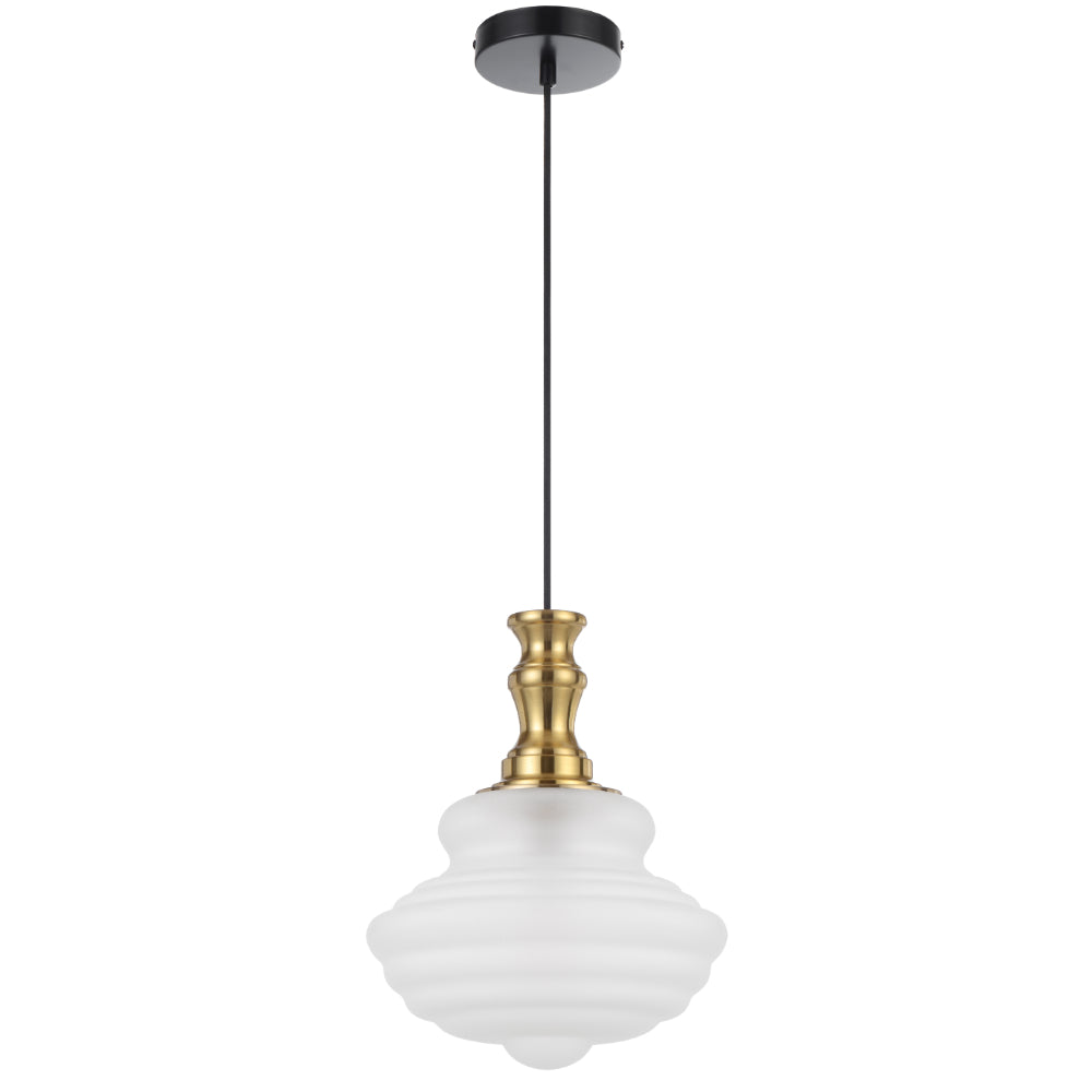 Telbix VERDUN Pendant - 26cm Frosted Glass, Antique Gold / Frost-Telbix-Ozlighting.com.au