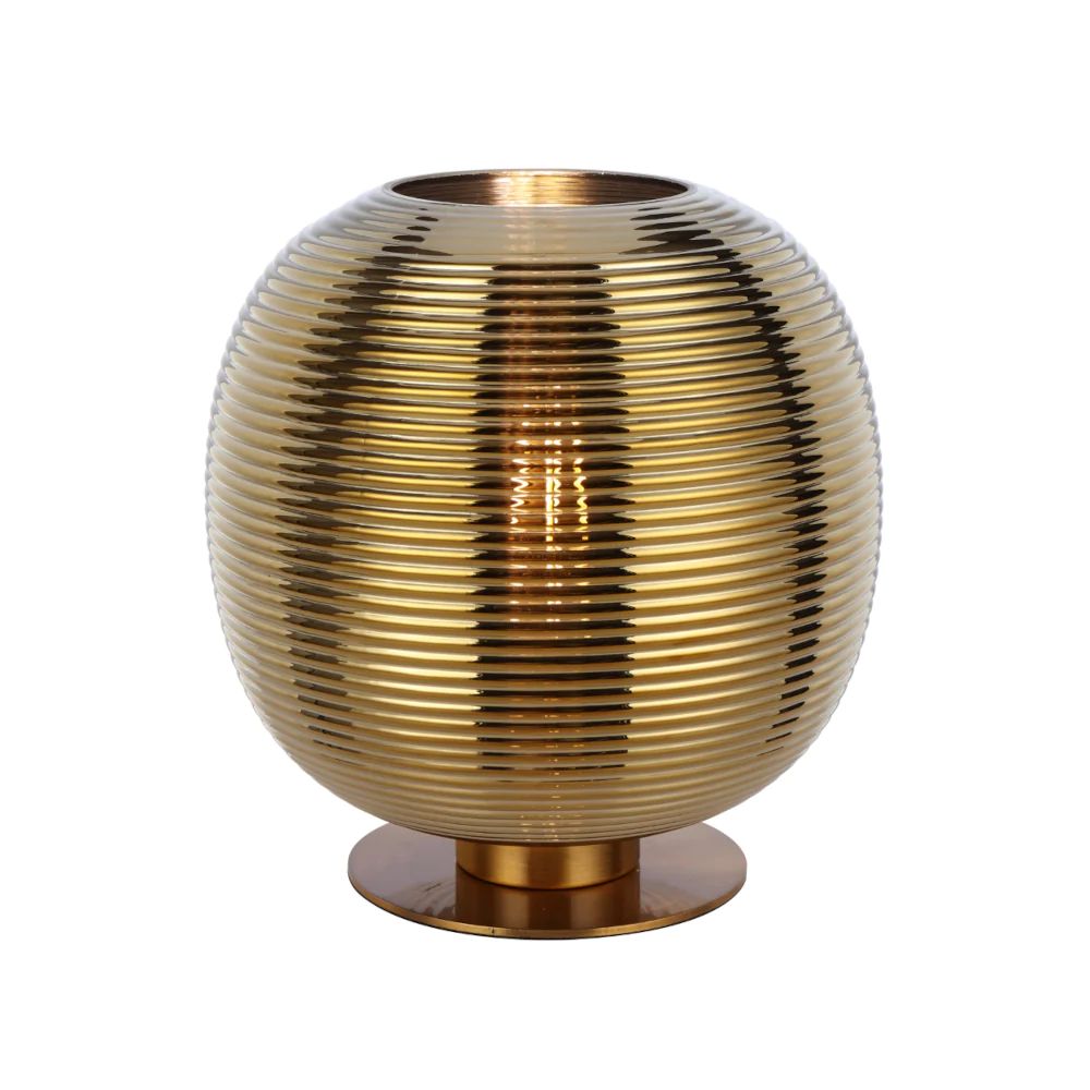 Telbix VIKEN Table Lamp - Mouth Blown Concentric Ribbed Glass-Telbix-Ozlighting.com.au