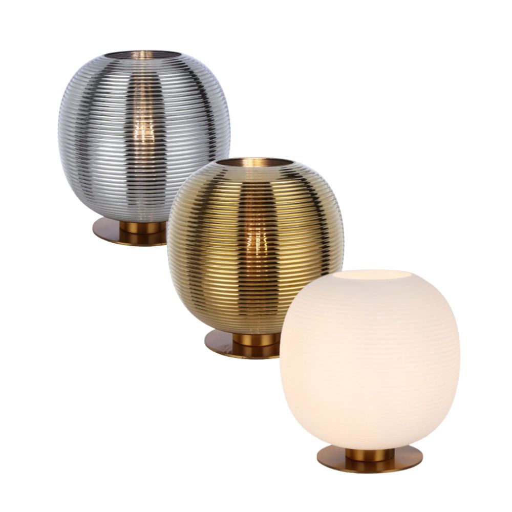 Telbix VIKEN Table Lamp - Mouth Blown Concentric Ribbed Glass-Telbix-Ozlighting.com.au