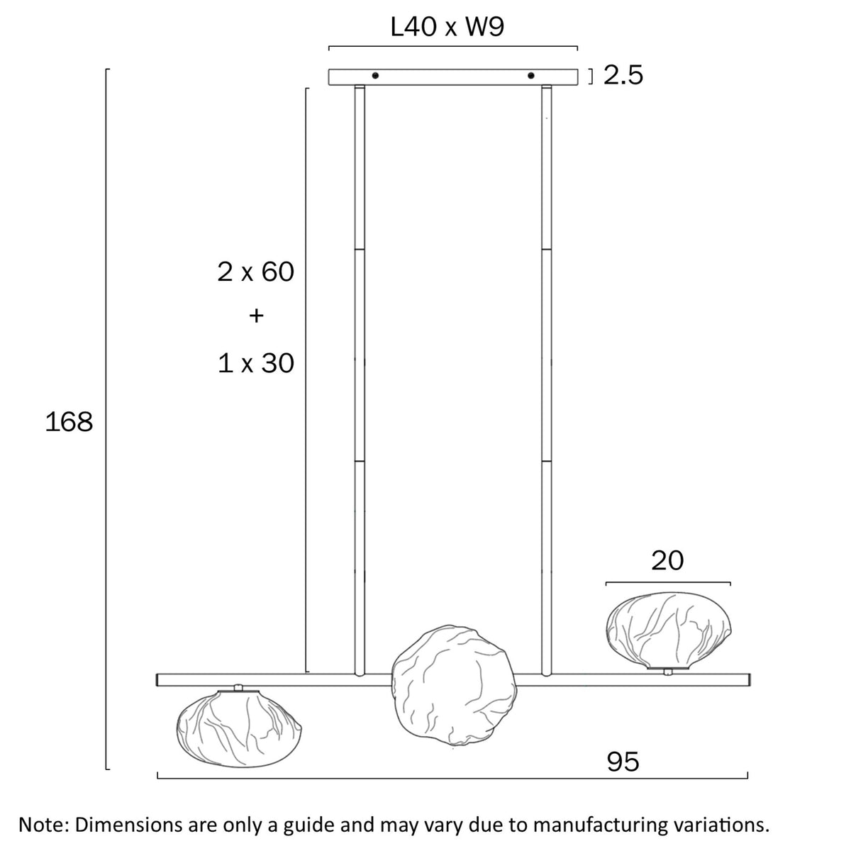 Telbix ZECCA Pendant - 3 Light Horizontal-Telbix-Ozlighting.com.au